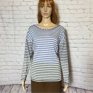 Soft Surroundings Cross Back Long Sleeve Striped Rayon Top Size M